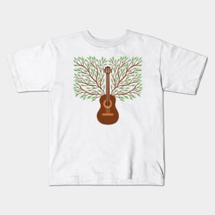 acoustic guitar tree of life guitar player nature guitarist Kids T-Shirt